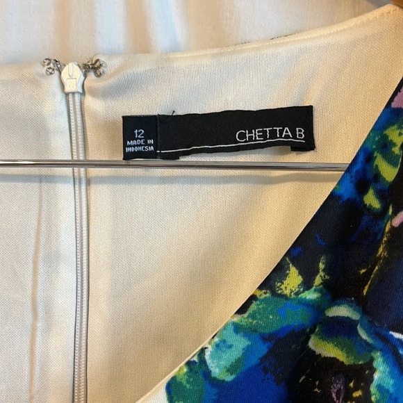 Chetta B Belted V neck Short Sleeve Flowy Floral Casual Cocktail Party Dress - Picture 2 of 8